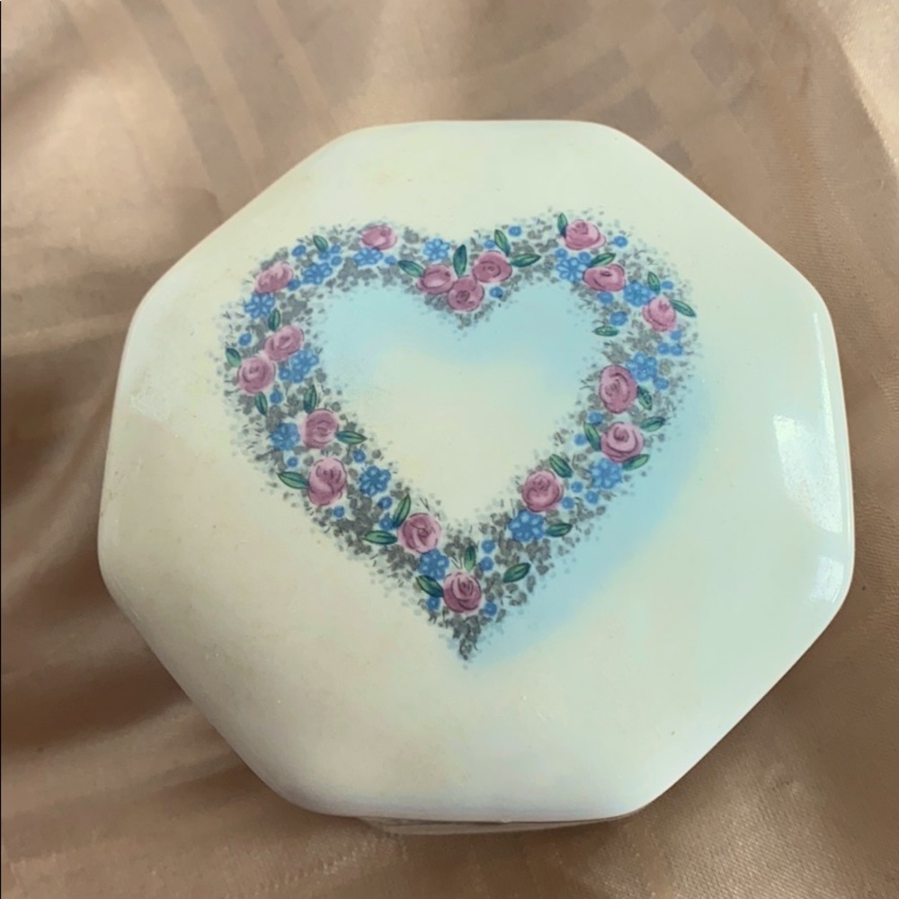 Vintage  OTAGIRI ceramic Creative Collection floral octagon trinket box
